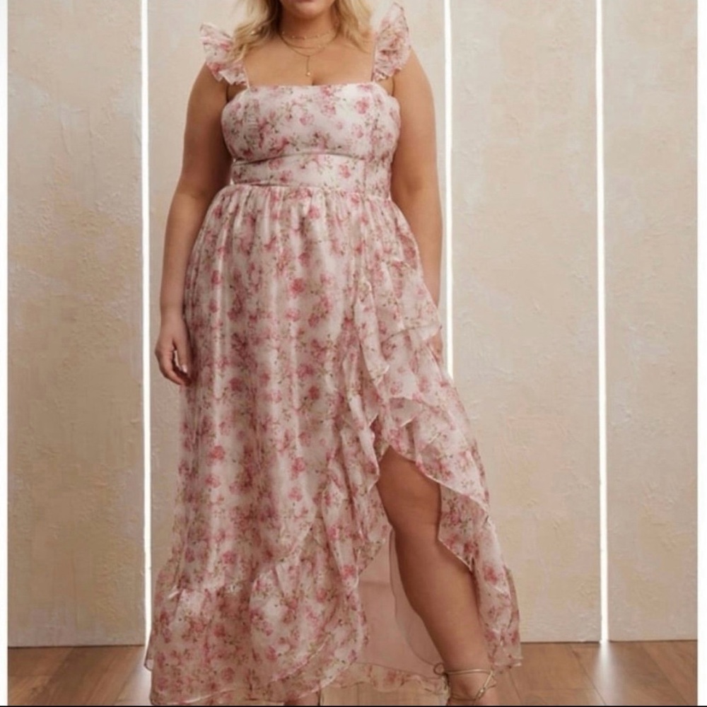 ARULA Pink Floral High Low Dress